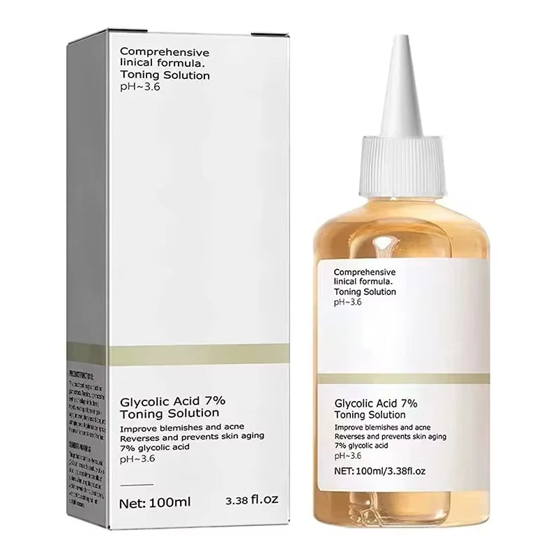 Glycolic Acid 7% Toning Facial Skin Care Solution Lighten Pore Glow Acid Toner Lifting Firming Wrinkles Dispelling Acne New