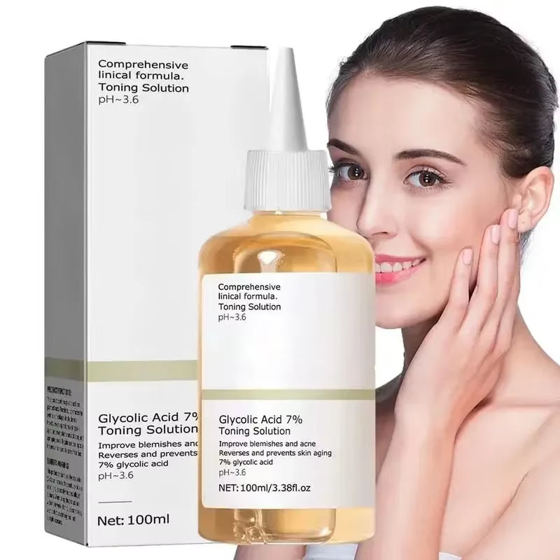 Glycolic Acid 7% Toning Facial Skin Care Solution Lighten Pore Glow Acid Toner Lifting Firming Wrinkles Dispelling Acne New